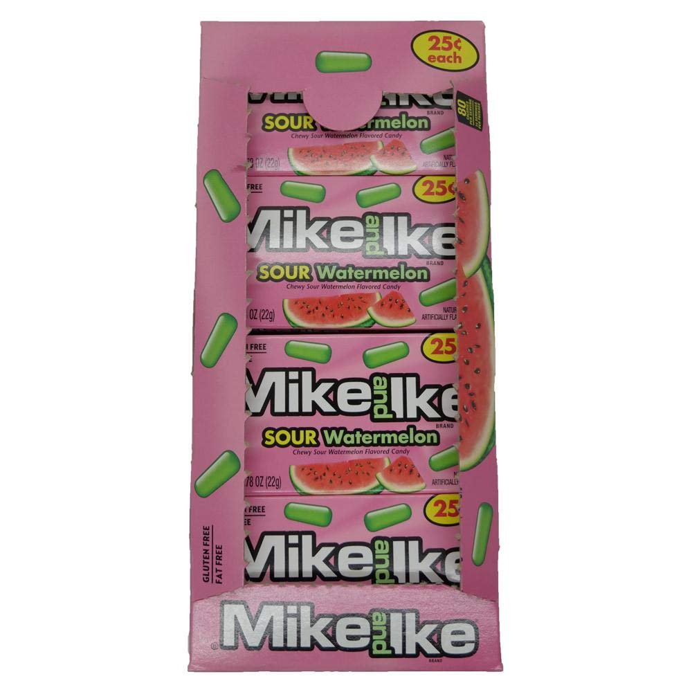 Mike and Ike Sour Watermelon Chewy Candies 0.78 oz. Box (Pack of 24)
